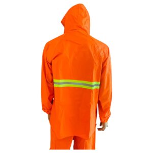 Alternative view of ชุดกันฝน เสื้อ+กางเกง (สีส้มสด) | Reflective Safety Raincoat