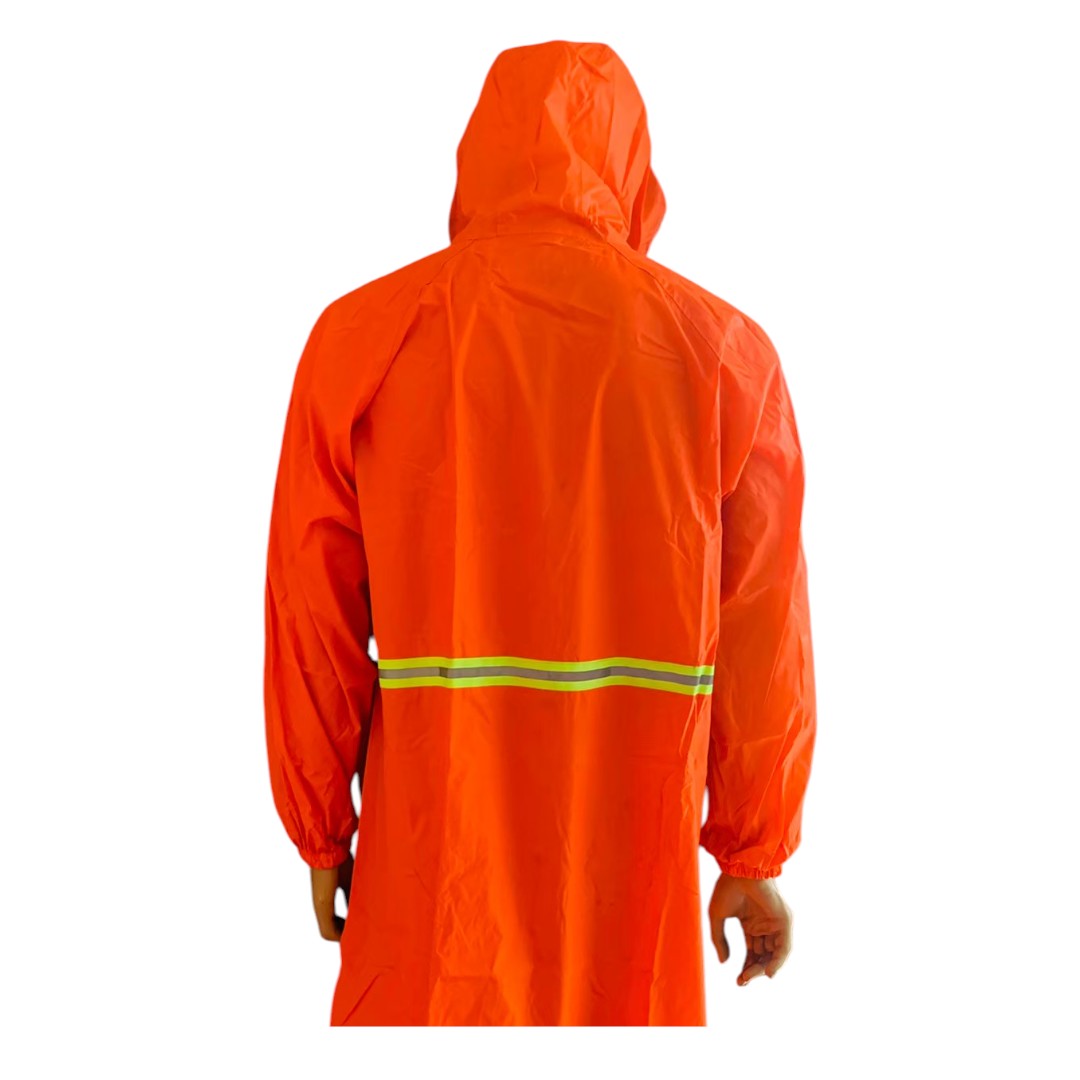 ชุดคลุมกันฝน (สีส้มสด) | Reflective Safety Raincoat - Image 2