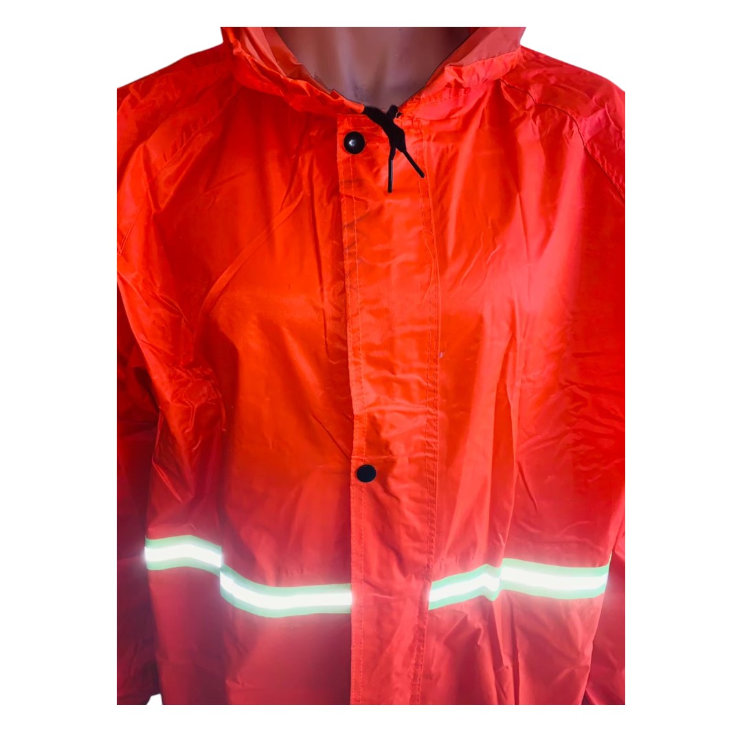 ชุดคลุมกันฝน (สีส้มสด) | Reflective Safety Raincoat - Image 4