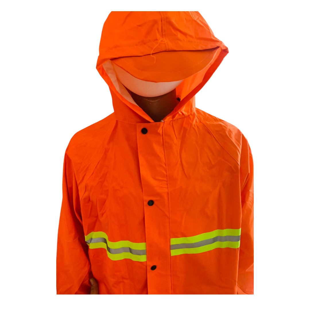 ชุดคลุมกันฝน (สีส้มสด) | Reflective Safety Raincoat - Image 3