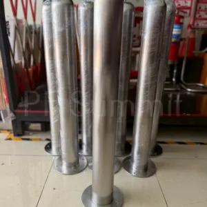 เสาสแตนเลส ชนิดหัวกลม ไม่มีขอบ 3''x90-120 cm. พร้อมเพลท ฐาน 20 cm.