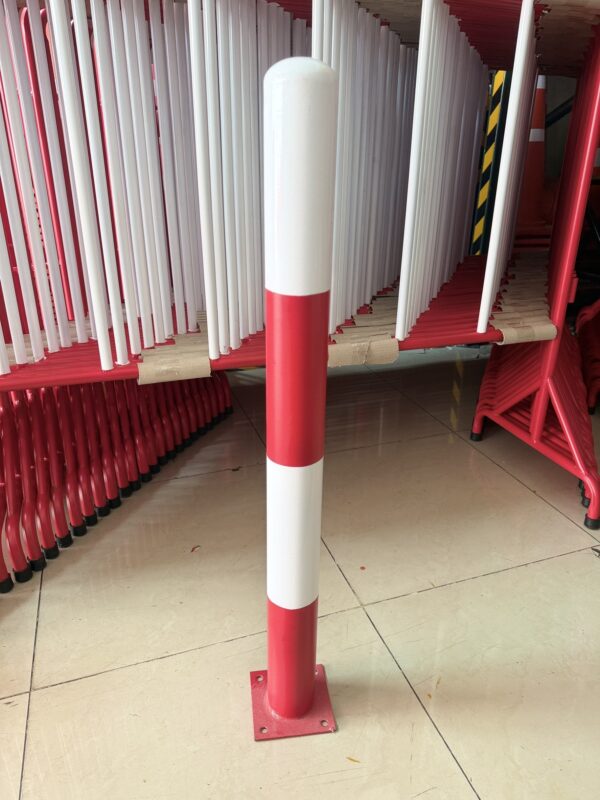เสาเหล็กกันชน สีแดง-ขาว (แบบเพลท) เหล็กมาตรฐาน มอก. - Image 2
