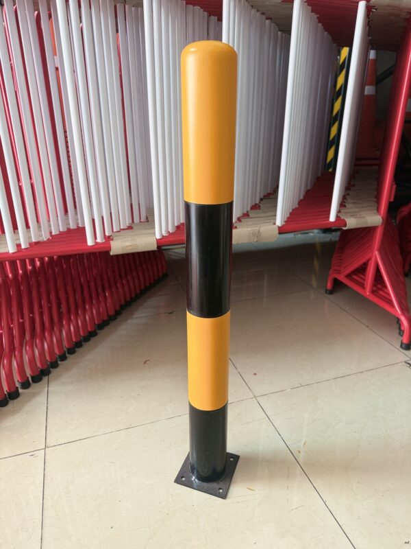 เสาเหล็กกันชน สีเหลือง-ดำ (แบบเพลท) เหล็กมาตรฐาน มอก. - Image 2