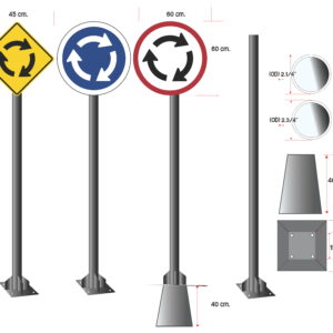 ชุดเสาพร้อมป้ายวงเวียน Roundabout sign
