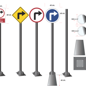 ชุดเสาพร้อมป้ายให้เลี้ยวขวา Turn right sign