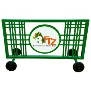 แผงเหล็กกล่อง แบบเตี้ย | Custom Branding Traffic Barrier