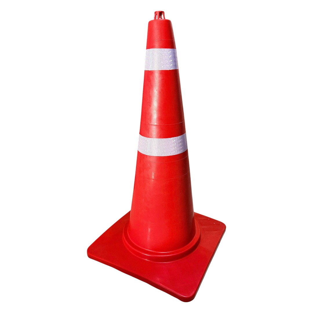 กรวยจราจรEVA+PE สีส้ม (มีจุก)