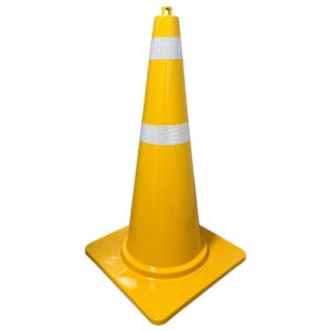 กรวยจราจรEVA+PE สีเหลือง (มีจุก) | Traffic Cone Yellow