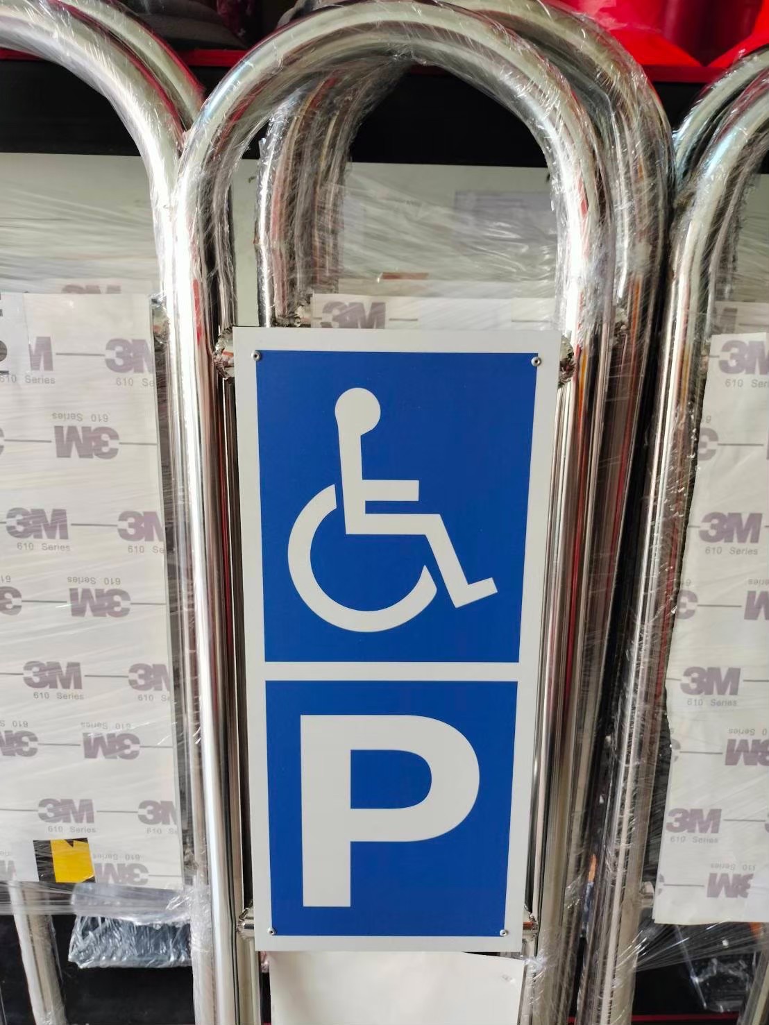 ป้ายที่จอดรถคนพิการ เสาสเตนเลสทรงตัวยู | Stainless Steel U-Post for Disabled Parking Sign - Image 2