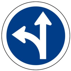 ป้ายให้ตรงไปหรือเลี้ยวซ้าย [บ.46] | Proceed straight or turn left Sign