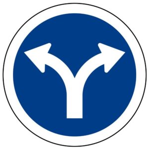 ป้ายให้เลี้ยวซ้ายหรือเลี้ยวขวา [บ.45] | Turn left or right Sign