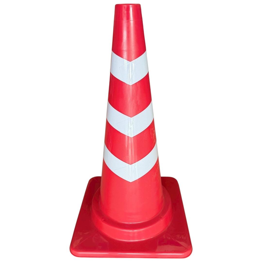 กรวยจราจรทรงญี่ปุ่น แถบสะท้อนแสงลูกศร | Traffic Cone with Arrow Reflective Band