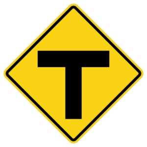 ป้ายเตือนทางเอกตัดกันรูปตัวที [ ต.75] | T-junction ahead sign.