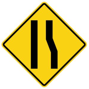 ป้ายเตือนทางแคบด้านขวา [ต.24] | Road Narrows on the right sign.