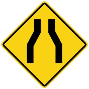 ป้ายเตือนทางแคบลง [ต.22] | Road narrows ahead sign