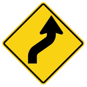 ป้ายเตือนทางโค้งกลับ เริ่มขวา [ต.6] | Reverse Curve (First to the Right) sign