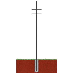 เสาเหล็กกลม ฐานลงดิน พร้อมแผ่นรับป้าย (SPG-8) | Sign Post Ground