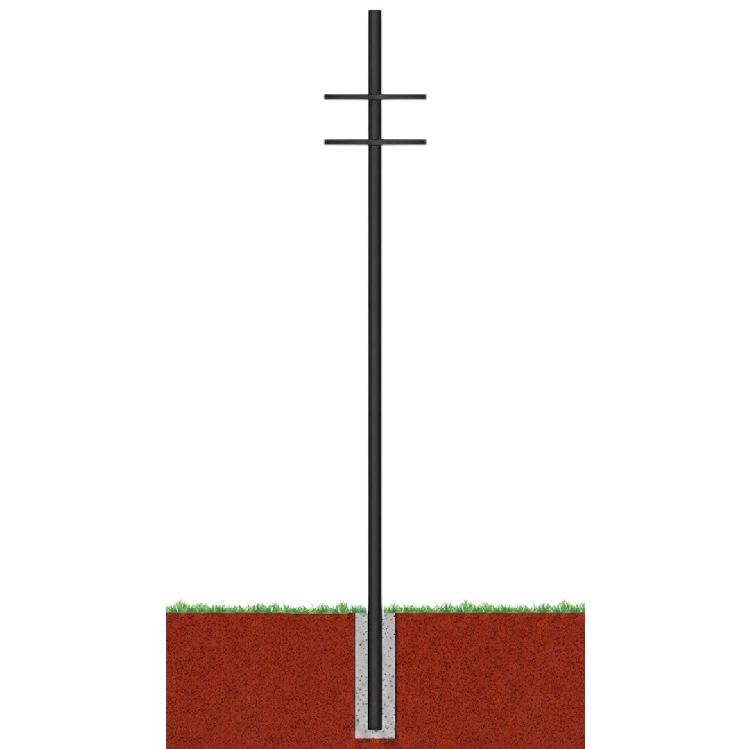 เสาเหล็กกลม ฐานลงดิน พร้อมแผ่นรับป้าย (SPG-8) | Sign Post Ground