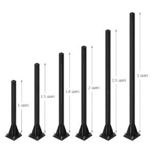 Alternative view of เสาเหล็กกล่องสี่เหลี่ยมสีดำ (TPB05) | Traffic Posts Black